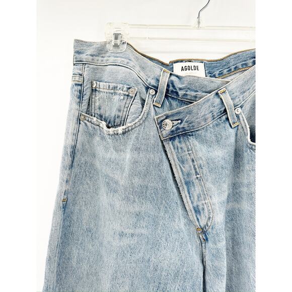Agolde Criss Cross Upsized Jeans Suburbia Blue Denim Jeans Size 32 - Picture 4 of 7